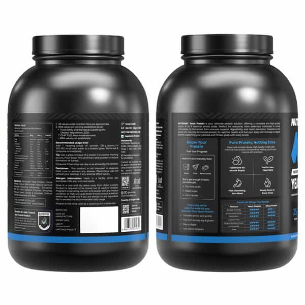 Nutrabay Yeast Protein Powder Rich Chocolate Creme 25G Protein & 6.7G Bcaa Per Scoop Jar 2 Kg