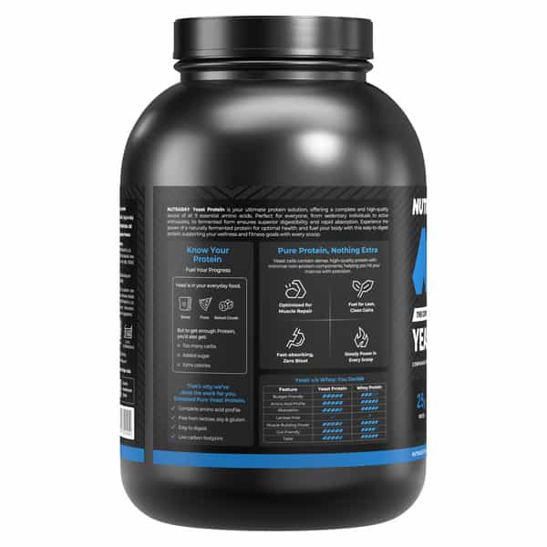 Nutrabay Yeast Protein Powder Rich Chocolate Creme 25G Protein & 6.7G Bcaa Per Scoop Jar 2 Kg