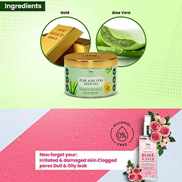 Tnw The Natural Wash Distilled Rose Water And Pure Aloe Vera Gold Gel | 200 Ml | Pack Of 1