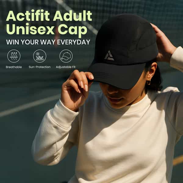 Actifit Unisex Sports Cap | Lightweight & Breathable | Black | 1 Pack