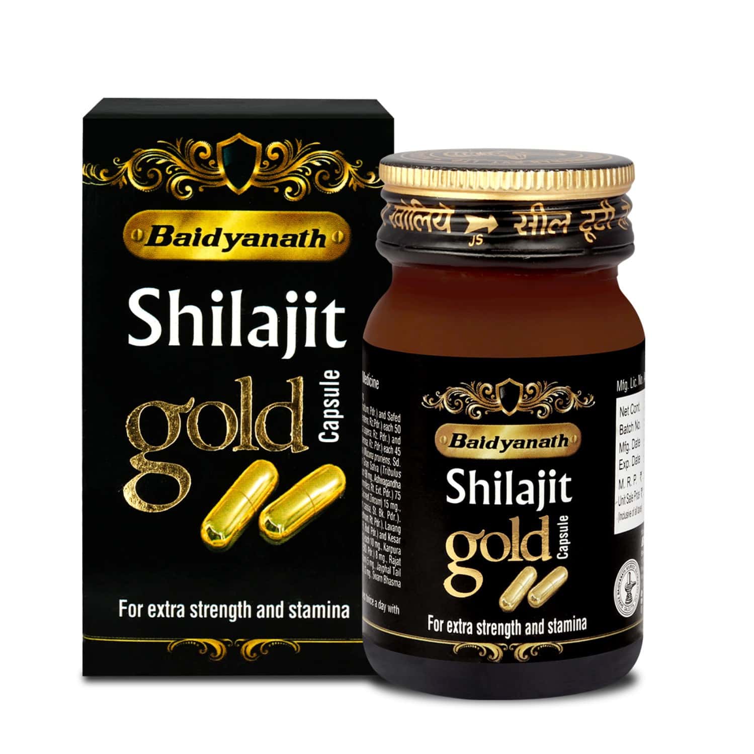 Baidyanath Ayurved Shilajit Gold 10 Caps | Gold | Silver & Herbal Blend