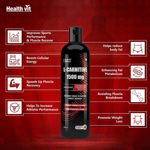 Healthvit Fitness L-Carnitine -1500 Mg - 450Ml - Watermelon Flavor