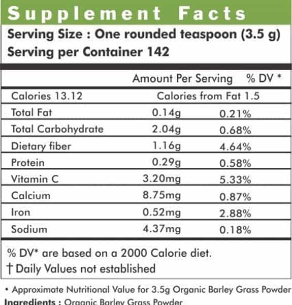 Herbal Hills Organic Barley Grass Powder Green Food Supplement (500 Gms Pack Of 2)