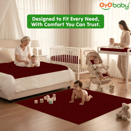 Oyo Baby Waterproof Bed Protector Baby Dry Sheet Extra Large Maroon (140 Cm X 200 Cm)