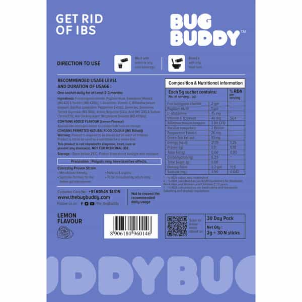 Bug Buddy Get Rid Of Ibs | Probiotic Ibs Medicine (5 Billion Cfu) | 30 Days Pack