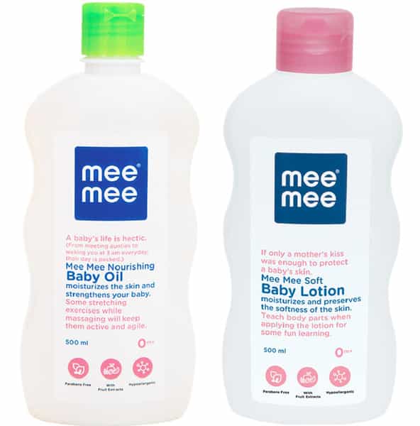 Mee Mee Baby Oil With Fruit Extracts- 500 Ml & Mee Mee Soft Baby Lotion - 500Ml