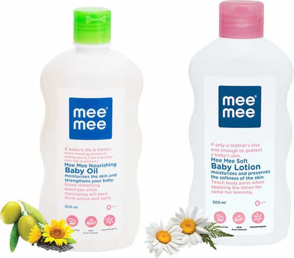 Mee Mee Baby Oil With Fruit Extracts- 500 Ml & Mee Mee Soft Baby Lotion - 500Ml