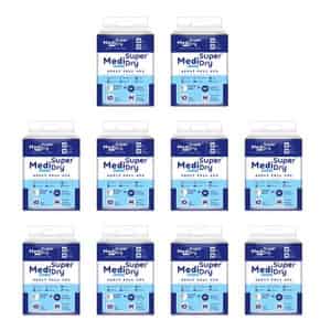 Medisuperdry Adult Diaper Pants (m) | Pull-ups | Elastic Waist Size 71-110cm | 10 Piece | Pack Of 10