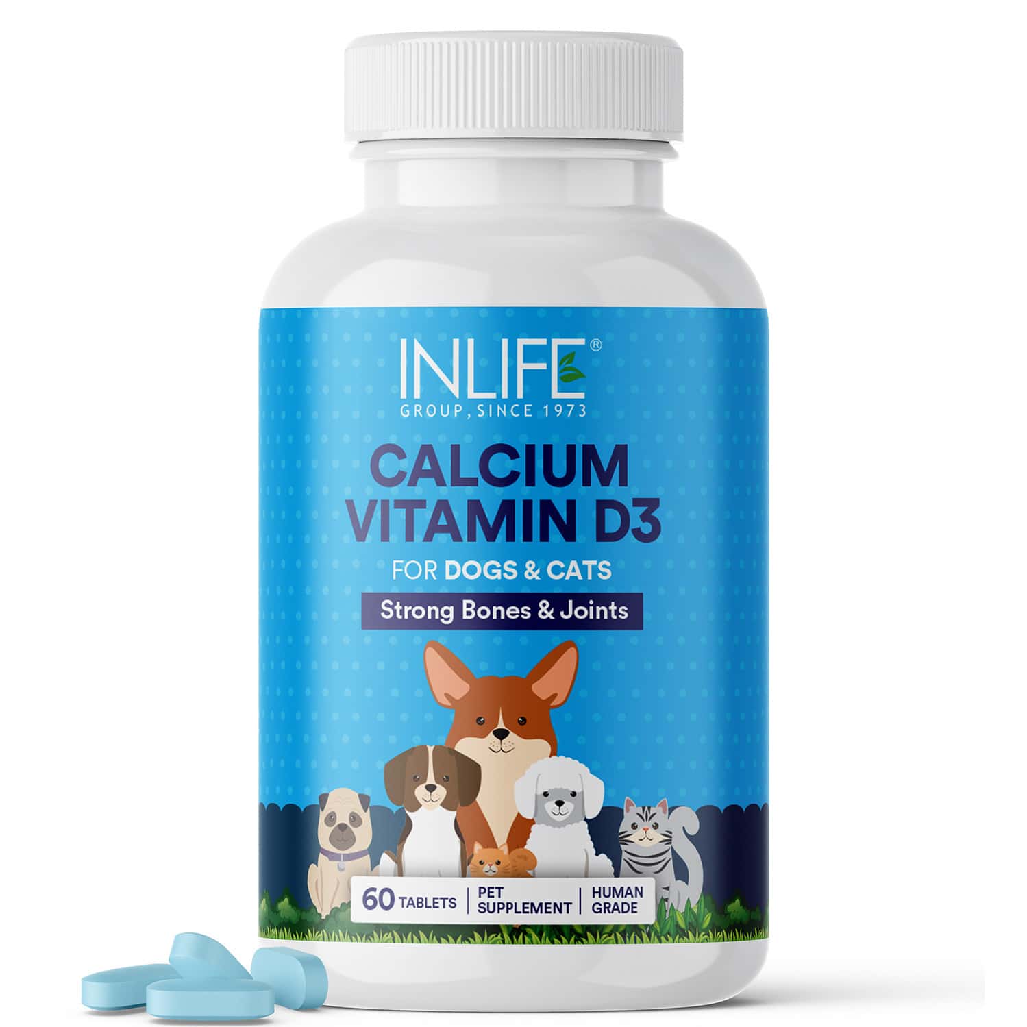 Inlife Calcium For Dogs With Vitamin D3 Supplement 60 Tablets Pet Health Supplements (500 Mg)