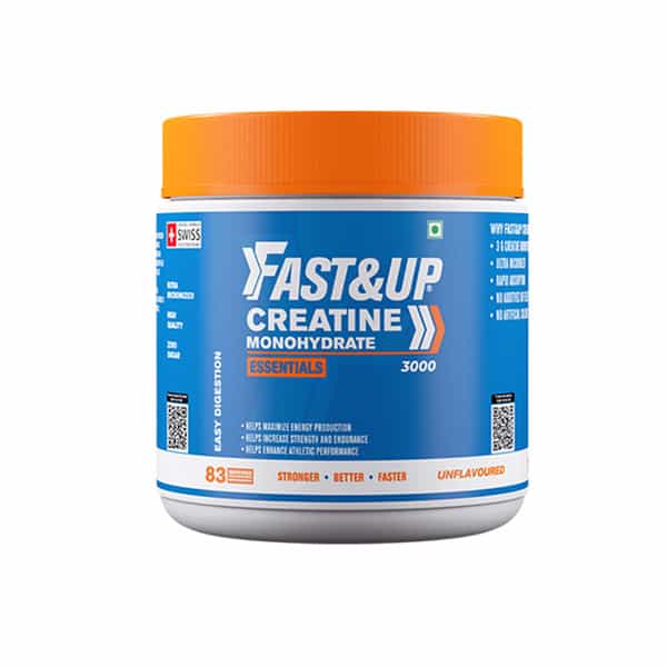 Fast&Up Creatine Monohydrate Essentials-For Longer Workout Muscle Recovery-83 Serving(Unflavored)