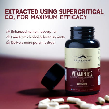 Rasayanam Plant-Based Vitamin B12 | Energy | Nerve & Brain Health | 60 Capsules (Pack Of 3)