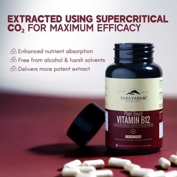 Rasayanam Plant-Based Vitamin B12 | Energy | Nerve & Brain Health | 60 Capsules (Pack Of 3)