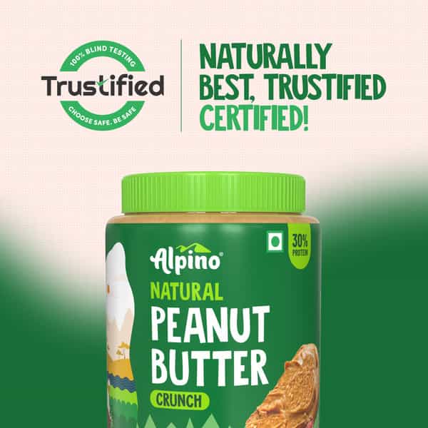 Alpino Natural Peanut Butter Crunchy 1 Kg |High Protein Peanut Butter | Unsweetened Vegan