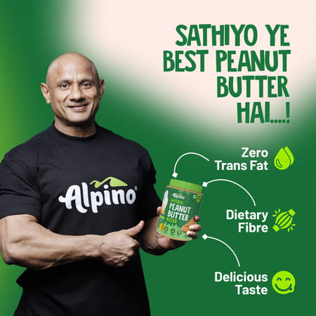 Alpino Natural Peanut Butter Crunchy 1 Kg |High Protein Peanut Butter | Unsweetened Vegan
