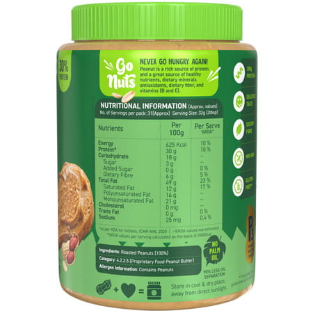 Alpino Natural Peanut Butter Crunchy 1 Kg |High Protein Peanut Butter | Unsweetened Vegan