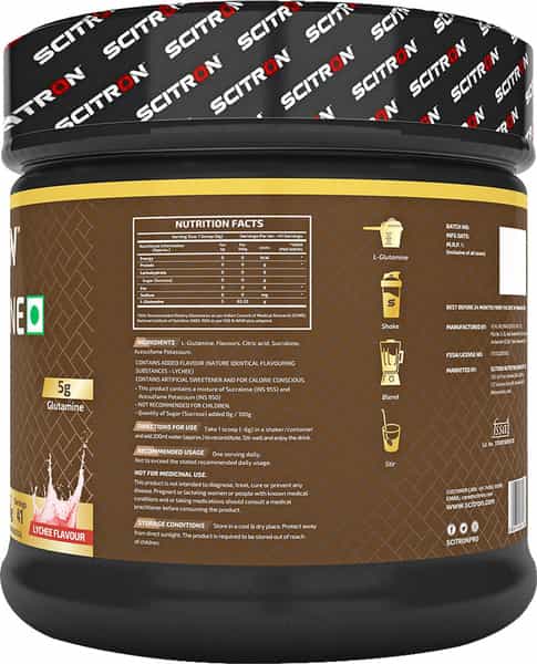 Scitron Nitro Series Glutamine (5G Glutamine | 41 Servings) - 250 G (Lychee)