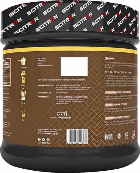 Scitron Nitro Series Glutamine (5G Glutamine | 41 Servings) - 250 G (Lychee)
