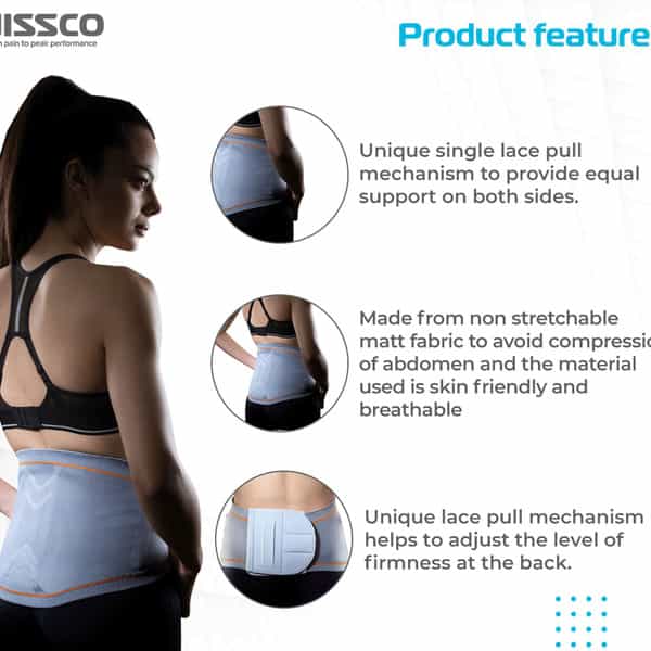 Vissco Lumbo Sacral Corset With Silicone Pressure For Optimum Compression - Small (Grey)