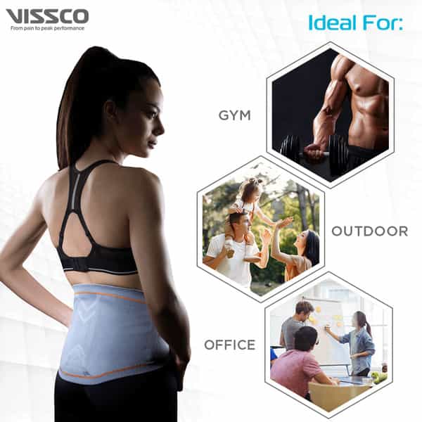 Vissco Lumbo Sacral Corset With Silicone Pressure For Optimum Compression - Small (Grey)