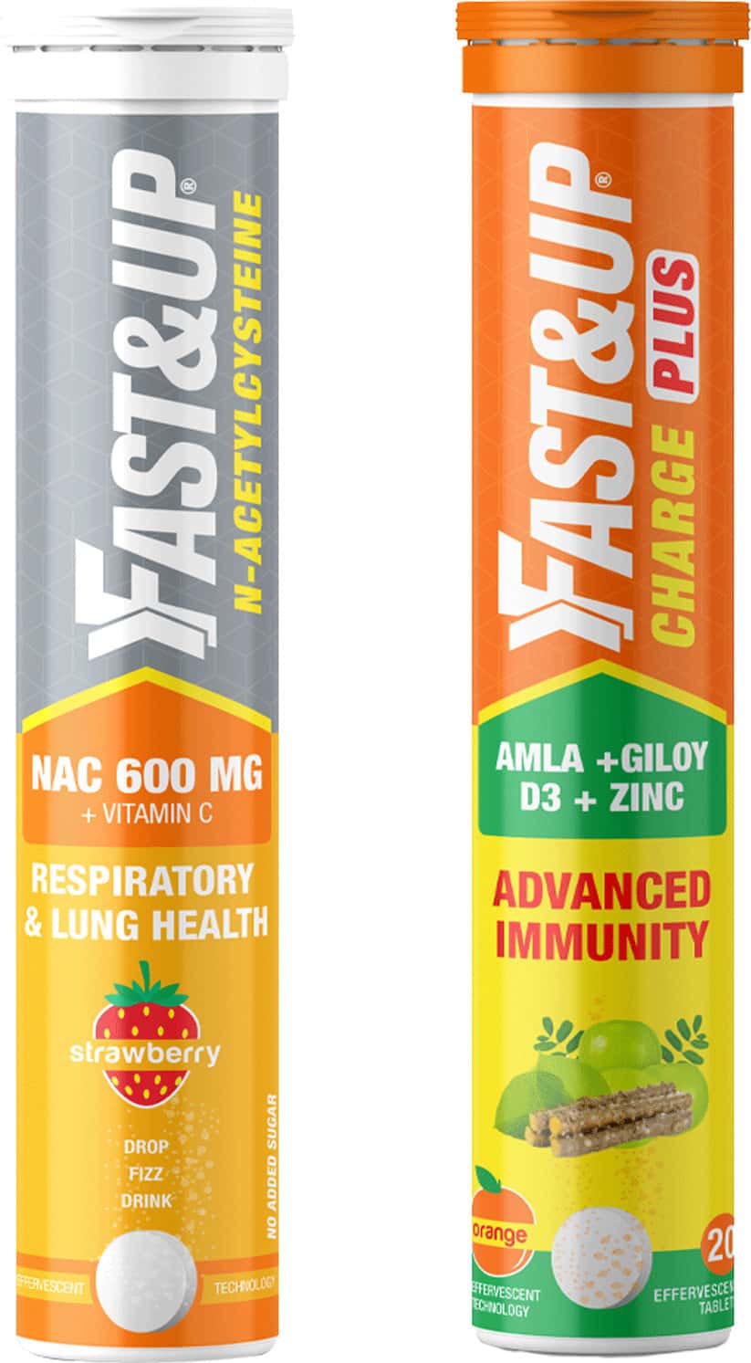 Fast&Up Immunity Booster And Lung Care Kit- Charge Plus Vitamin C+ Nac(N-Acetylcysteine)-40 Tablets