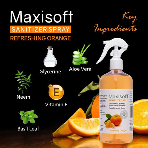 Maxisoft Sanitizer Spray | Orange | 500 Ml | Pack Of 2