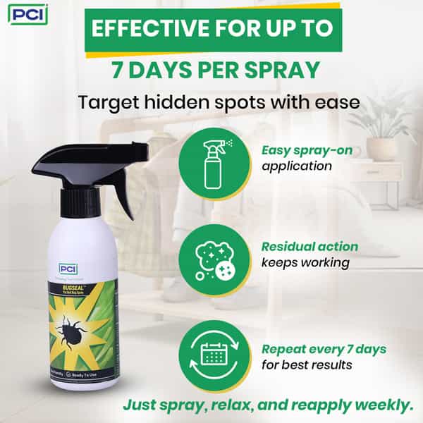 Pci Bug Seal Bed Bug Killer Spray | Khatmal Spray For Mattresses | Furniture | Home & Travel - 250Ml