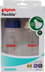 Pigeon Peristaltic Nursing Bottle Twin Pack Kpp 200ml (blue & White) Nipple M