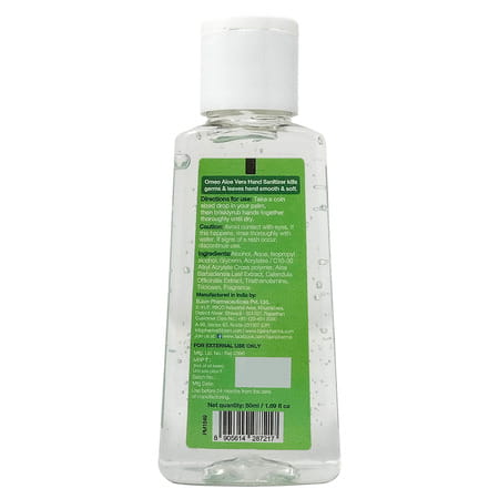 Omeo Aloe Vera Hand Instant Sanitizer Gel - 70% Alcohol - 50ml