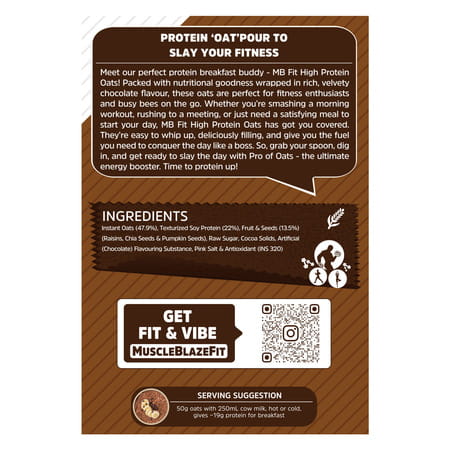 Muscleblaze Fit High Protein Oats 2 Kg | Dark Chocolate | Breakfast Cereals