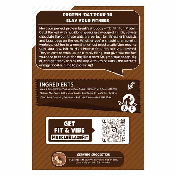 Muscleblaze Fit High Protein Oats 2 Kg | Dark Chocolate | Breakfast Cereals