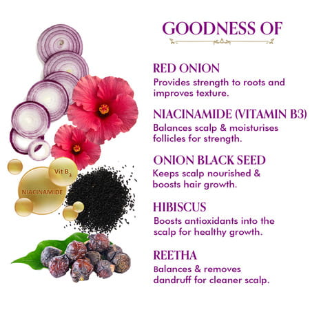 Tac - The Ayurveda Co. Onion With Black Seed & Niacinamide Hair Shampoo For Hairfall Control