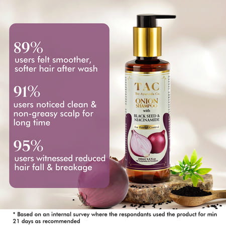 Tac - The Ayurveda Co. Onion With Black Seed & Niacinamide Hair Shampoo For Hairfall Control