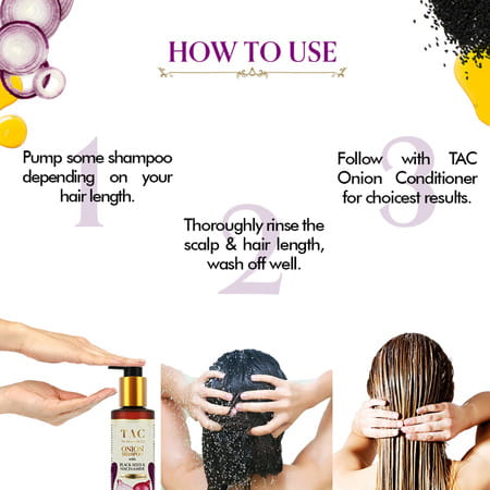 Tac - The Ayurveda Co. Onion With Black Seed & Niacinamide Hair Shampoo For Hairfall Control