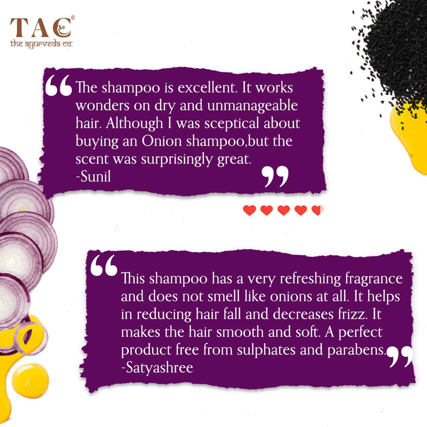 Buy TAC THE AYURVEDA CO. ONION WITH BLACK SEED & NIACINAMIDE HAIR