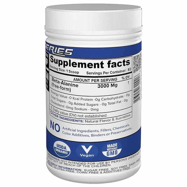 Nutrija Beta-Alanine Powder Best Pre Workout Supplement - 500 Grams (Unflavored)