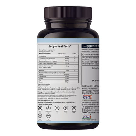 Miduty Sleep Well - Melatonin - Valerian Root - Deep Sleep Support - Stress Relief - 60 Capsules