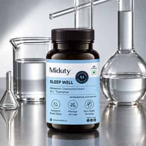 Miduty Sleep Well - Melatonin - Valerian Root - Deep Sleep Support - Stress Relief - 60 Capsules