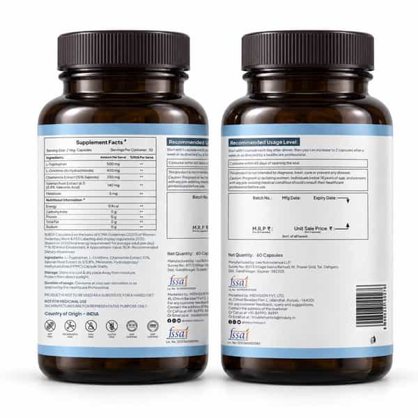 Miduty Sleep Well - Melatonin - Valerian Root - Deep Sleep Support - Stress Relief - 60 Capsules