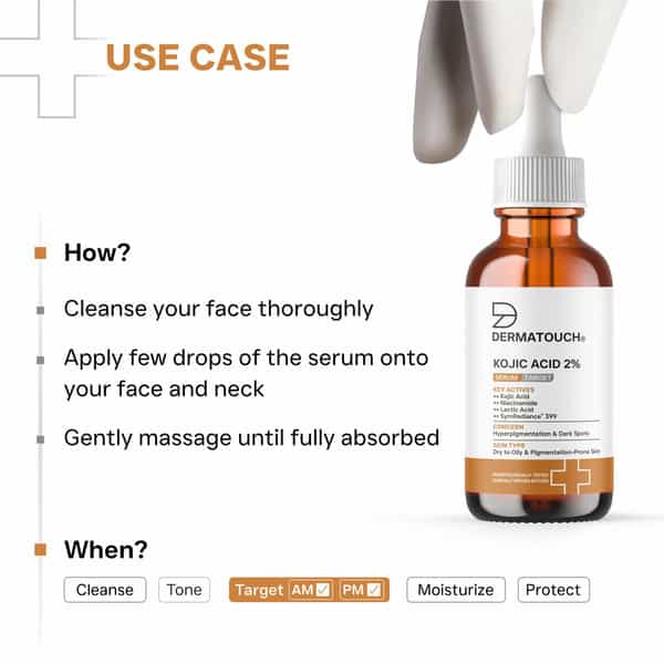 Dermatouch Kojic Acid 2% Serum | Best For Hyperpigmentation & Uneven Skin Tone | 30Ml