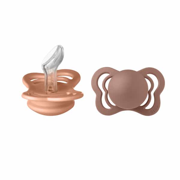 Bibs Couture 2 Pack Silicone Size 1 Peach/Woodchuck - 0+ Months