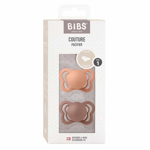 Bibs Couture 2 Pack Silicone Size 1 Peach/Woodchuck - 0+ Months