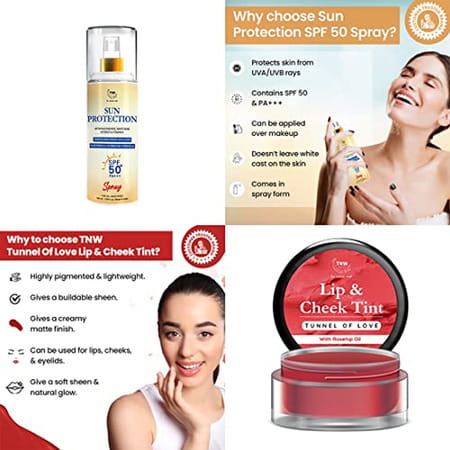 Tnw-The Natural Wash Skincare Combo With Sun Protection Spf 50 Spray & Tunnel Of Love Lip & Cheek Ti