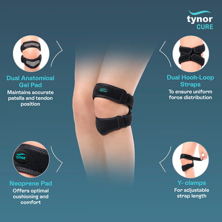 Tynor Dual Patellar Support Black Universal 1 Unit
