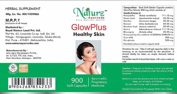 Naturz Ayurveda Glowplus - 900 Capsules