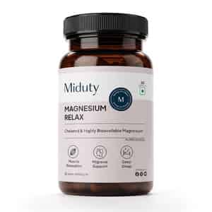 Miduty Magnesium Glycinate 1500mg With B6 | Sleep | Stress & Muscle Recovery | 60 Capsules