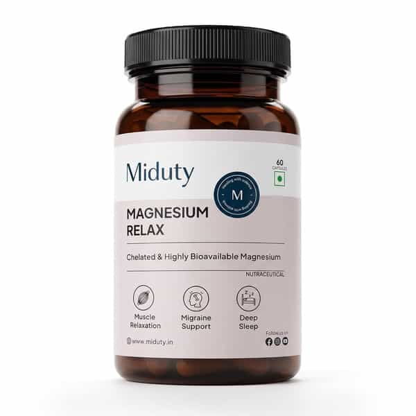 Miduty Magnesium Glycinate 1500Mg With B6 | Sleep | Stress & Muscle Recovery | 60 Capsules
