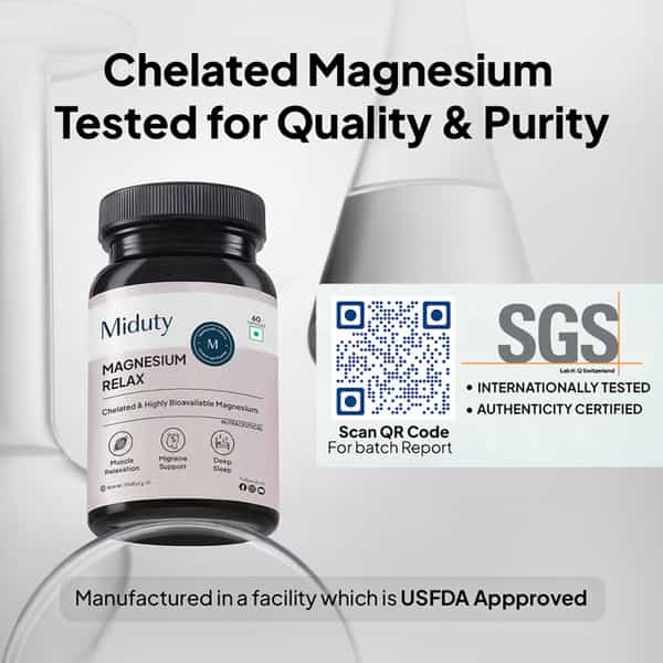 Miduty Magnesium Glycinate 1500Mg With B6 | Sleep | Stress & Muscle Recovery | 60 Capsules