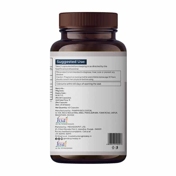 Miduty Magnesium Glycinate 1500Mg With B6 | Sleep | Stress & Muscle Recovery | 60 Capsules