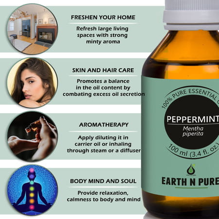 Earth N Pure Peppermint Essential Oil (100 Ml) (100 Ml)