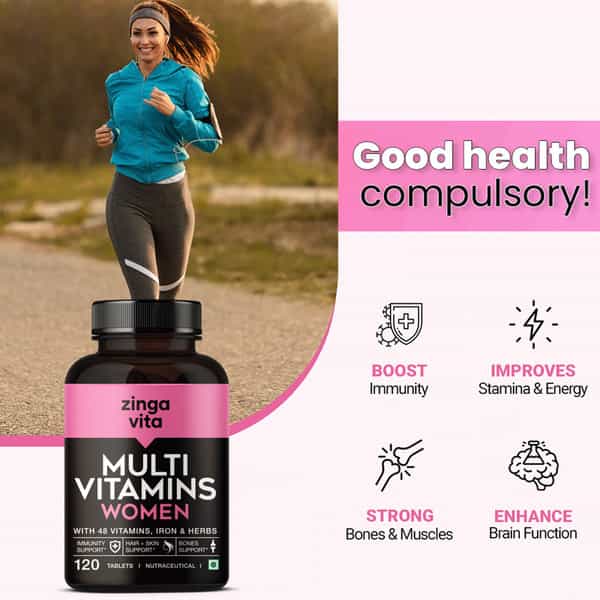 Zingavita Multivitamin Tablets For Women 120 Count With Vitamins Calcium & Iron